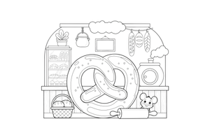 One big twisted pretzel with salt – Classic Bakery & Bread coloring page