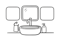 A bathroom sink with a tap and a mirror above it – Bathroom Things coloring page