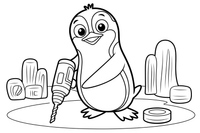 Penguin with a drill – Penguin Fix-It Crew coloring page