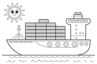 A big cargo ship stacked with containers – Water Watercraft coloring page