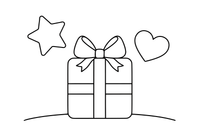 A wrapped gift box with a big bow – Classic Symbols coloring page