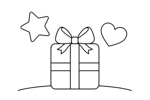 A wrapped gift box with a big bow – Classic Symbols coloring page