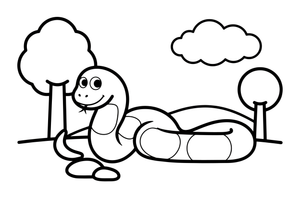 Grass Snake in Forest Clearing – Enchanted Grass Snake coloring page