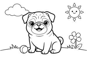 Pug Puppy – Playful Pug Dog coloring page