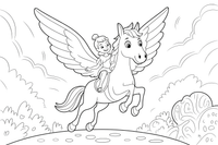 Pegasus a fairy riding on a pegasus – Pegasus Magical Flight coloring page