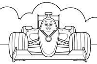 Formula 1 with a gold medal – Formula 1 Competition Scenes coloring page