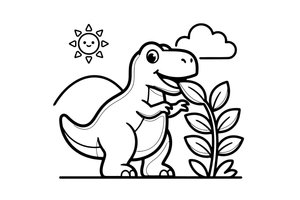 T-Rex munching on tall leaves – T-Rex Dino Moments coloring page