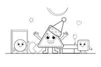 A triangle that becomes a party hat – Classic Shape Shapes coloring page