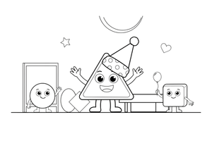 A triangle that becomes a party hat – Classic Shape Shapes coloring page