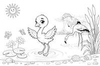 A fluffy baby flamingo chick – Flamingo Pond coloring page