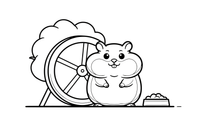 A hamster with puffed-up cheeks – Hamster coloring page