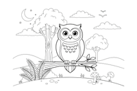 An owl turning its head to look back – Owl coloring page