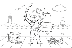 A pirate with a hat and eye patch – Adventurous Pirate coloring page
