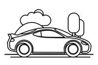 A shiny sleek sports car with a low body, parked – Different cars coloring page