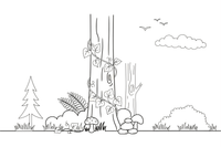 Ivy climbing up a tree trunk – Forest Plant Wonders coloring page