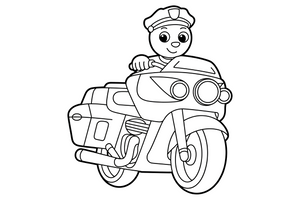 A police motorcycle – Emergency Emergency Vehicles coloring page