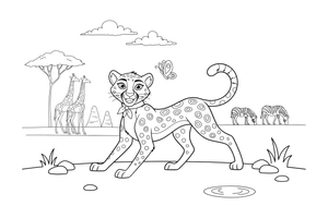 A cheetah stretching before a run – Cheetah Wild Cat coloring page