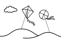 Two kites flying together – Kite coloring page