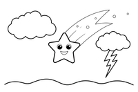 A star with a trail (shooting star) – Stormy Sky & Weather coloring page