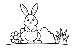 A bunny standing up with ears perked – Playful Bunny Pet coloring page