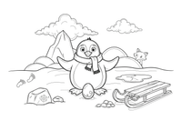 A penguin keeping an egg warm on its feet – Penguin Arctic Adventure coloring page