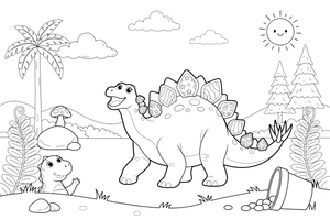 Stegosaurus roaring – Stegosaurus Dinosaur Playtime coloring page