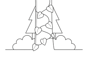Ivy climbing up a tree trunk – Forest Plant Wonders coloring page