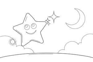 A cluster of stars of different sizes twinkling – Twinkling Stars & Constellation Sky coloring page