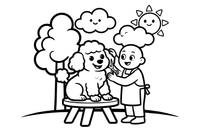 Poodle getting a haircut at the groomer – Poodle Dog Outdoor Fun coloring page