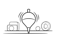 A spinning top mid-spin with motion lines – Classic Toys coloring page
