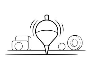 A spinning top mid-spin with motion lines – Classic Toys coloring page