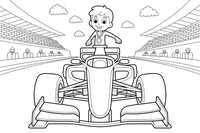 Formula 1 with a gold medal – Formula 1 Competition Scenes coloring page