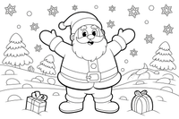 Santa cheerful in the snow – Christmas Winter Treats coloring page
