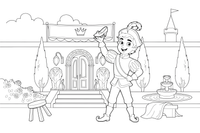The prince holding up the glass slipper, looking for its owner – Charming Cinderella Story coloring page