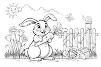 A rabbit nibbling a big carrot – Rabbit coloring page