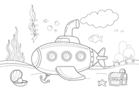 A submarine with round windows and a periscope – Deep Sea Diver Submarine coloring page