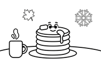A tall stack of round pancakes on a plate – Pancake Day Winter Treat coloring page