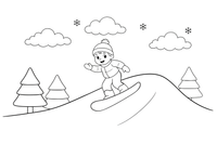 A snowboarder riding down the mountain – Winter Sports Adventure coloring page