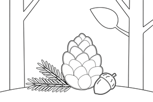 A pine cone with open scales – Nature treasures coloring page