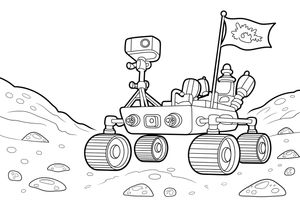 Space Rover with a Flag – Space Rover Trails coloring page