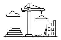 A tall crane lifting a heavy beam – Construction Vehicles coloring page