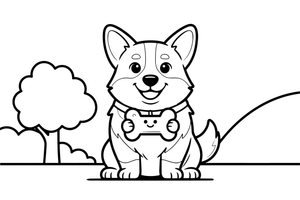 Corgi with a treat – Corgi Dog Playtime coloring page