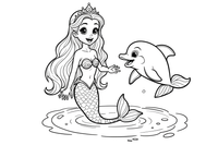 Mermaid Princess and a Dolphin – Mystical Mermaid coloring page