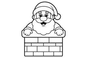 Santa going down a chimney – Christmas Winter Reindeer coloring page