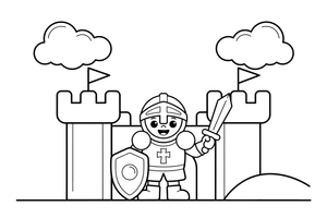 Knight guarding the castle gate – Knight Knight Campaign coloring page