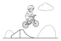 A BMX rider doing a jump off a ramp – All Sports coloring page