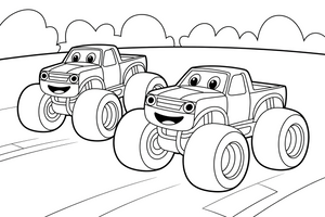 Monster Truck two trucks racing – Monster Truck Sport Race Series coloring page