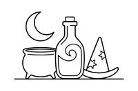 A tall potion bottle with a swirl of liquid – Enchanted Magic Item coloring page