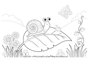 A snail crawling on a leaf – Snail coloring page
