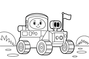 Space Rover with a Flag – Space Rover Trails coloring page